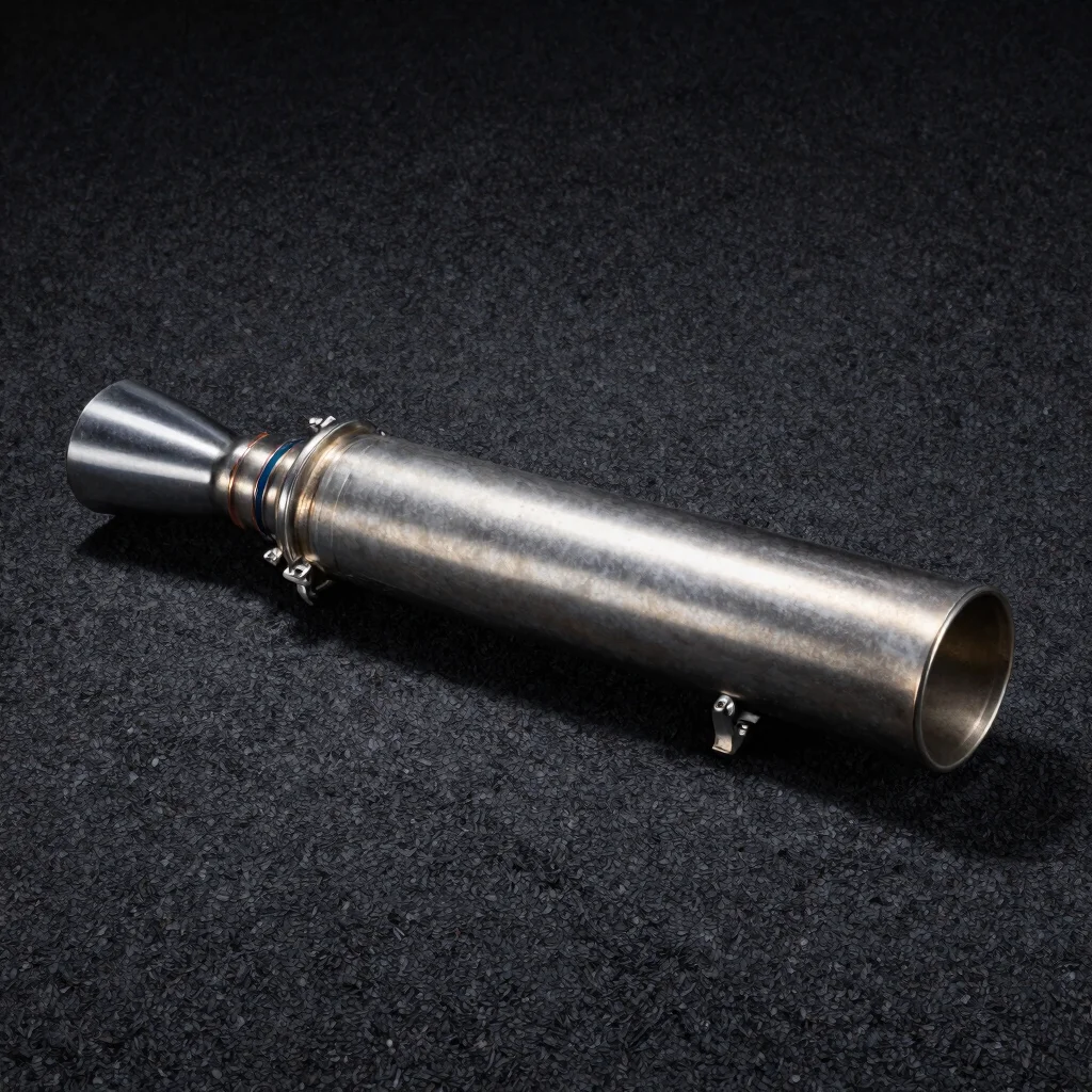 Clear close product view of an exhaust or intake part on charcoal